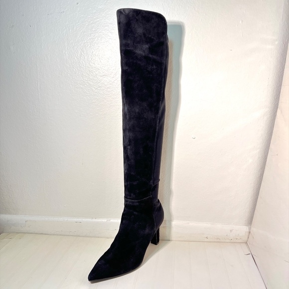 Stuart Weitzman 5050 Suede Pointy Toe Heel Boots - Picture 2 of 12